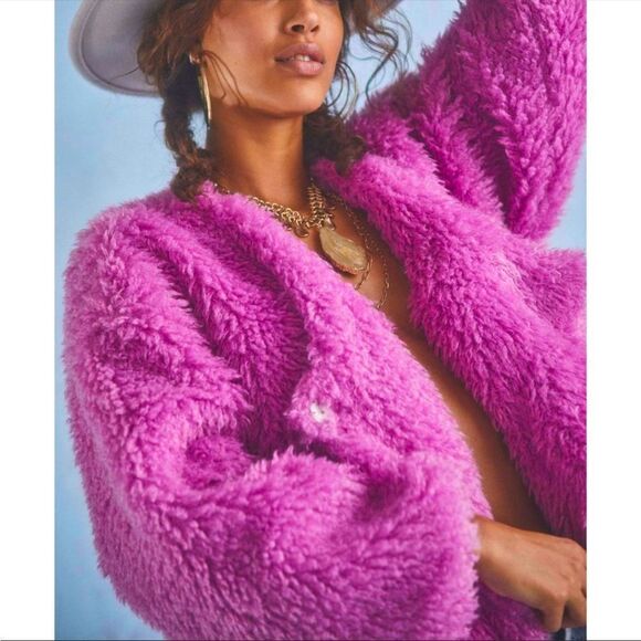 NWT Free People Lena Teddy Jacket / Rosebud - Picture 1 of 10